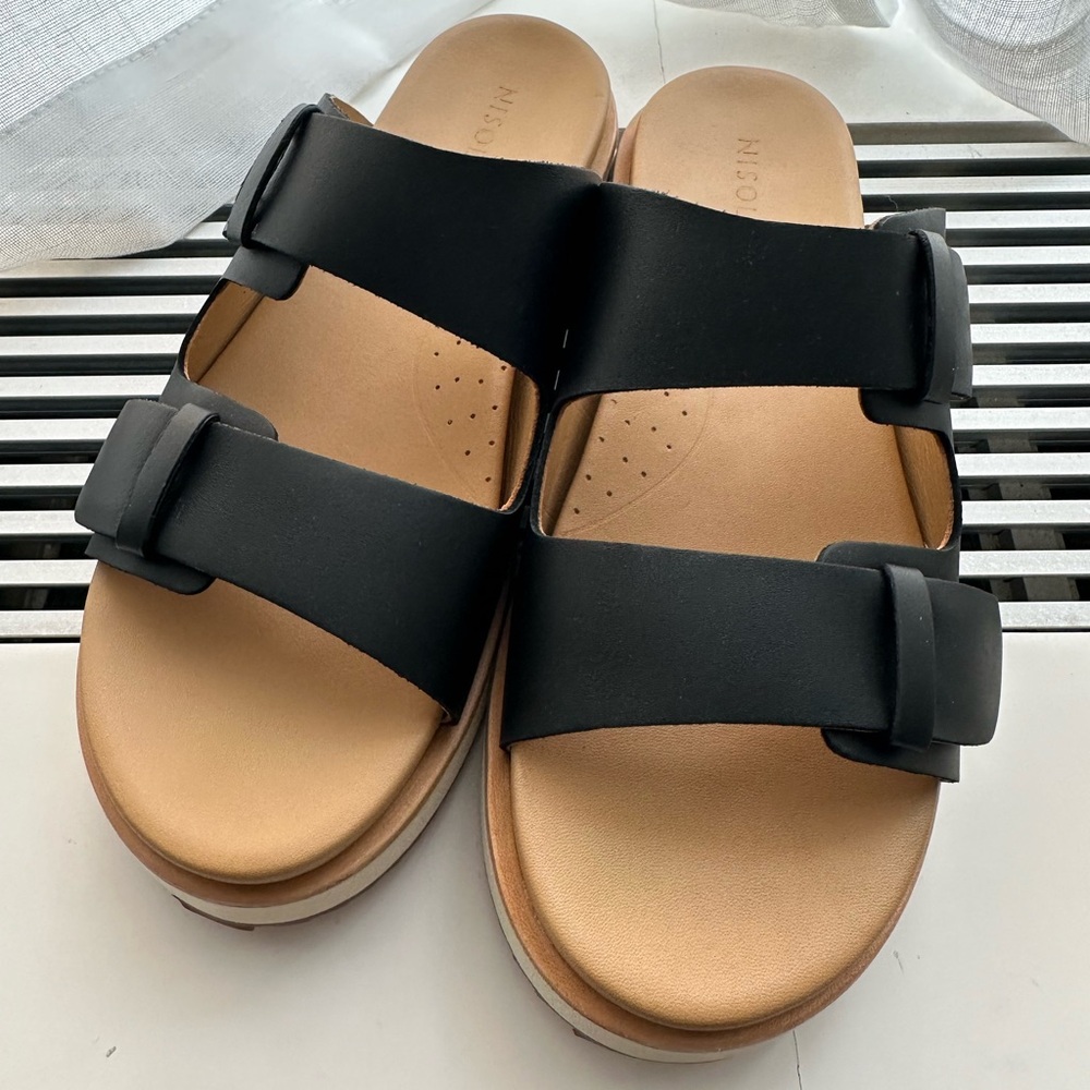 NWT Nisolo Ella Flatform Slide Black size 6